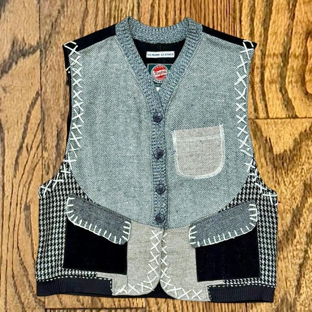 Vintage Boho Multi Textured Leather Patchwork Vest